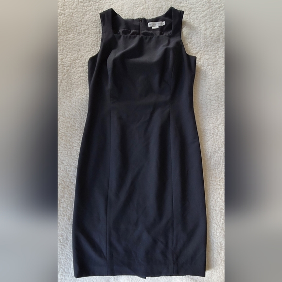 Navy Blue Square Neck Sheath Dress - Picture 3 of 15